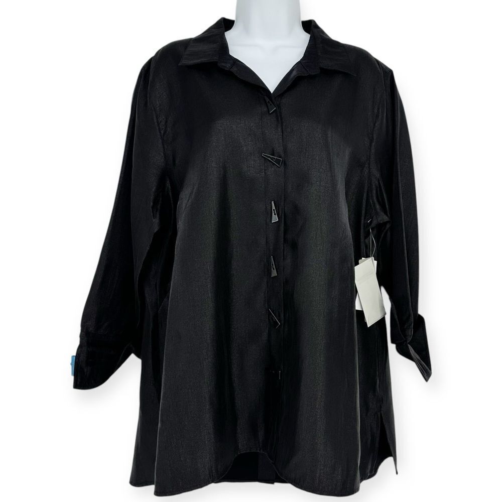 Multiples Women's Shimmer Overshirt Tunic Jacket OX/14 Turn-Up Cuff‎ Statement